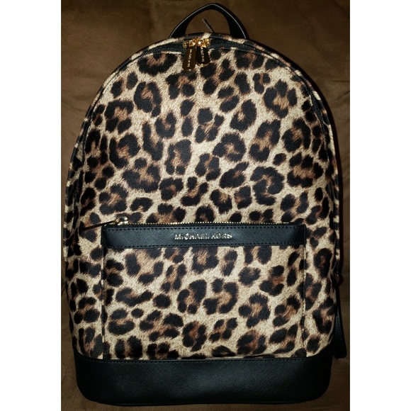 michael kors leopard backpack purse